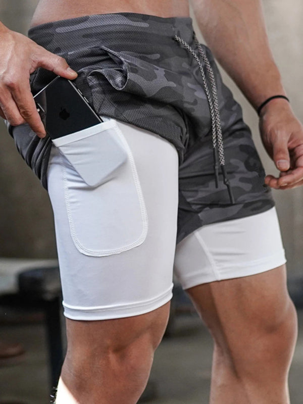 Men’s athleisure fake two-piece shorts