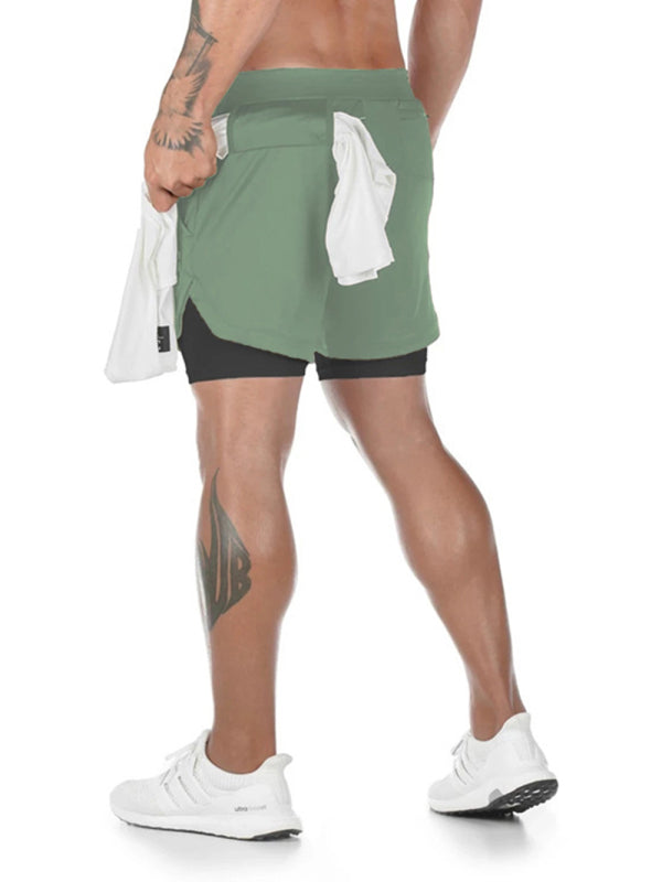 Men’s athleisure fake two-piece shorts