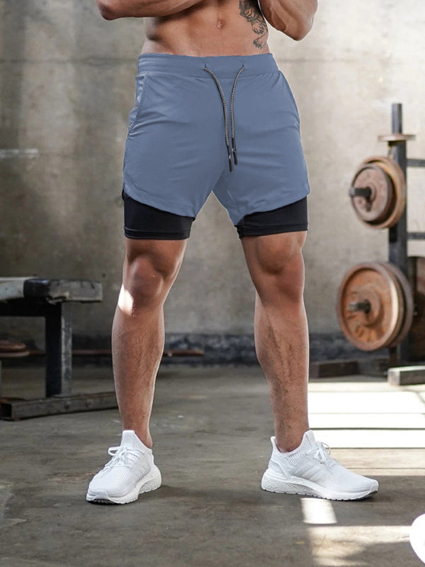 Men’s athleisure fake two-piece shorts