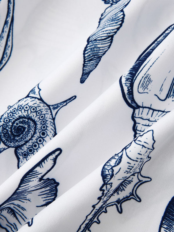 Men’s Beach Seashell Print Button-Up Shirt