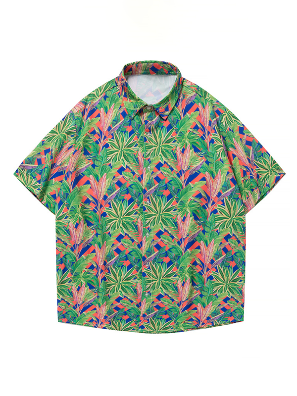 Men’s Beach Shirt Hawaiian Vacation Print Short Sleeve Shirt