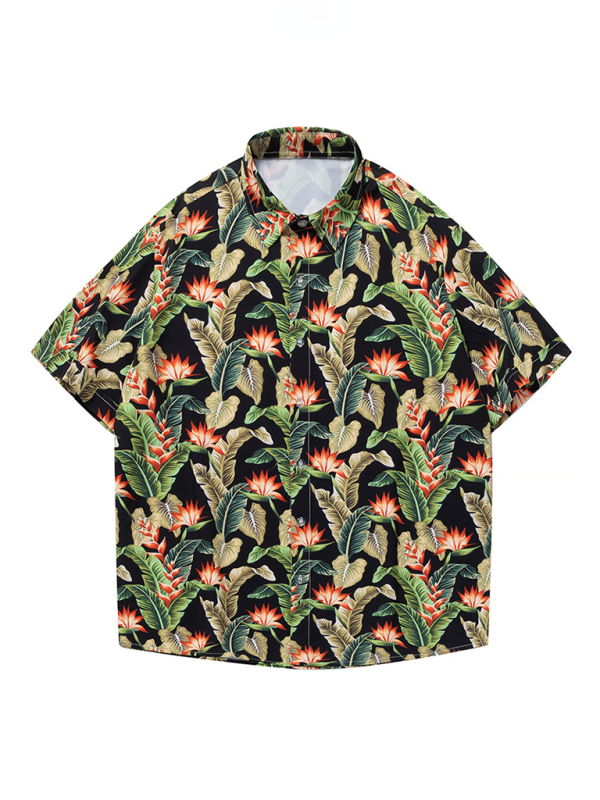 Men’s Beach Shirt Hawaiian Vacation Print Short Sleeve Shirt