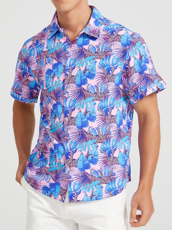 Men’s Beach Shirt Hawaiian Vacation Print Short Sleeve Shirt