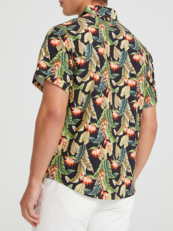 Men’s Beach Shirt Hawaiian Vacation Print Short Sleeve Shirt