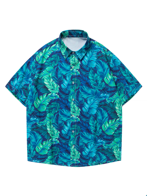 Men’s Beach Shirt Hawaiian Vacation Print Short Sleeve Shirt