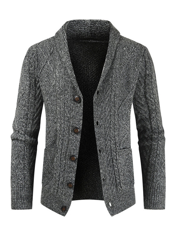 Men’s Business Self Design Open Front Cardigan - Grey / M