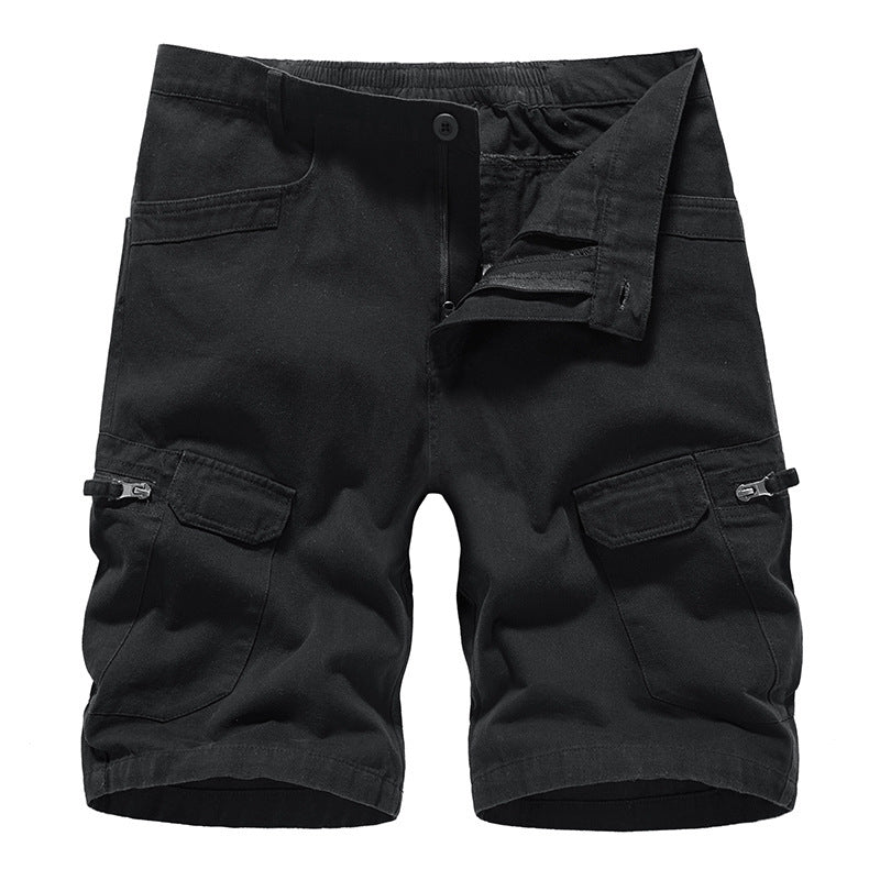 Men’s Camouflage Print Cargo Shorts - Black / 30