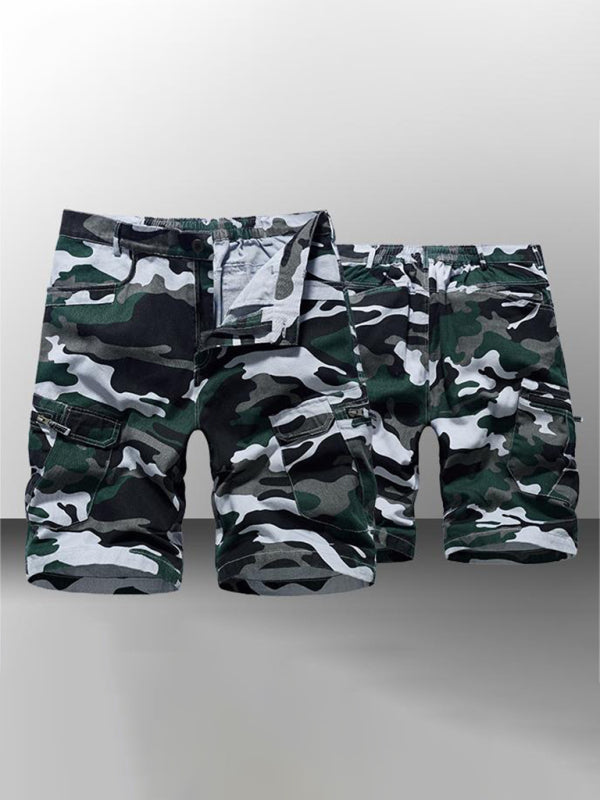Men’s Camouflage Print Cargo Shorts - Blue / 30