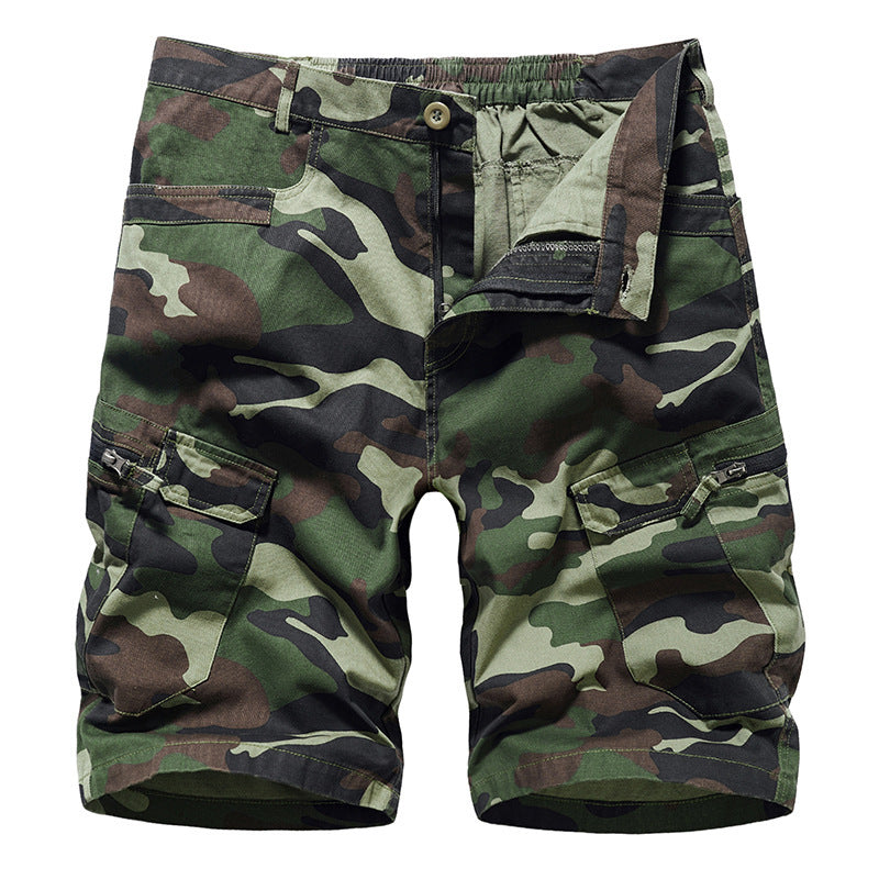 Men’s Camouflage Print Cargo Shorts - Green / 30