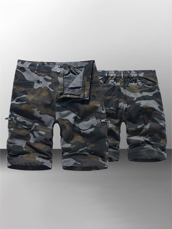 Men’s Camouflage Print Cargo Shorts - Grey / 30