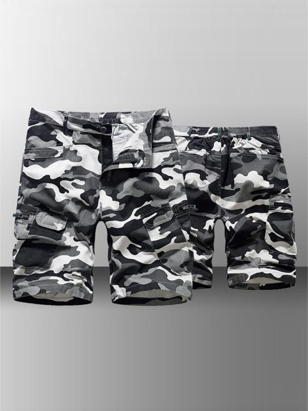 Men’s Camouflage Print Cargo Shorts - Misty grey / 30