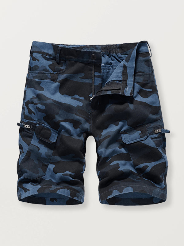 Men’s Camouflage Print Cargo Shorts - Purplish blue navy / 30