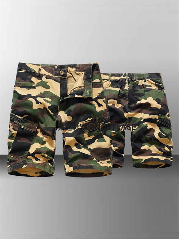 Men’s Camouflage Print Cargo Shorts - Yellow / 30