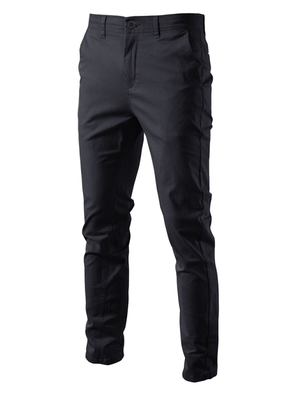 Men’s casual all-match solid color casual pants - Black / 30