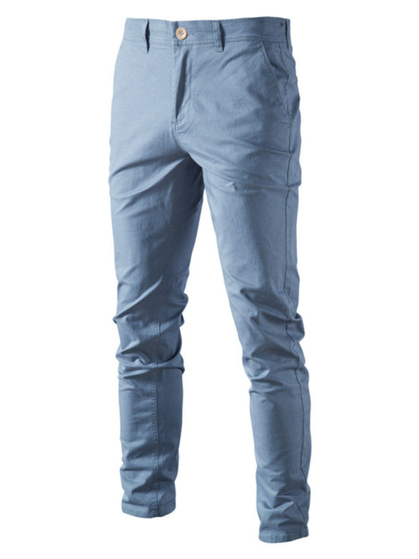 Men’s casual all-match solid color casual pants - Blue / 30