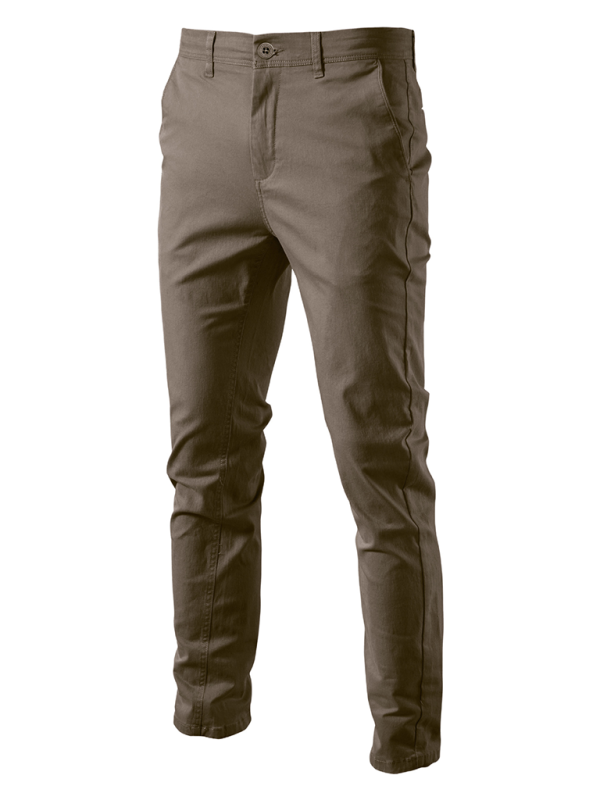 Men’s casual all-match solid color casual pants - Brown / 30