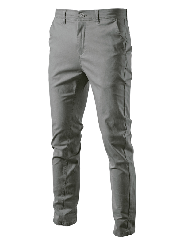 Men’s casual all-match solid color casual pants - Grey / 30