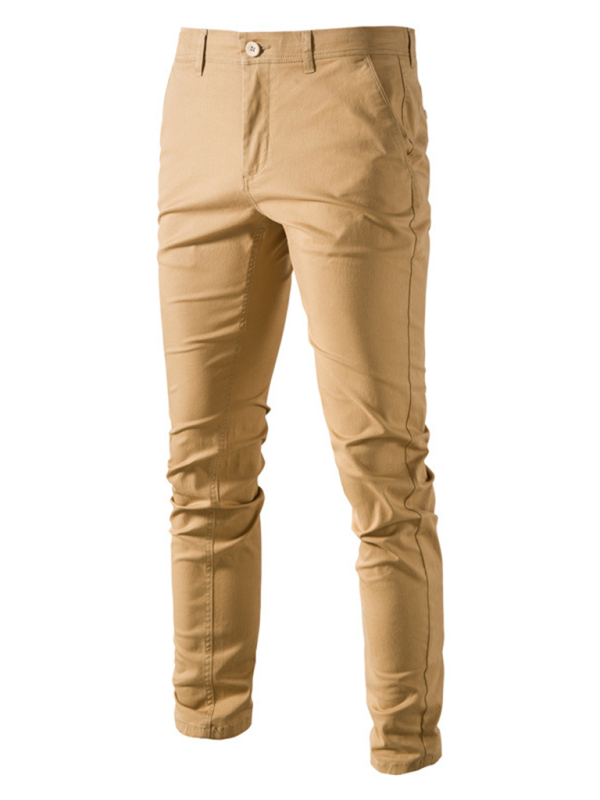 Men’s casual all-match solid color casual pants - Yellow / 30