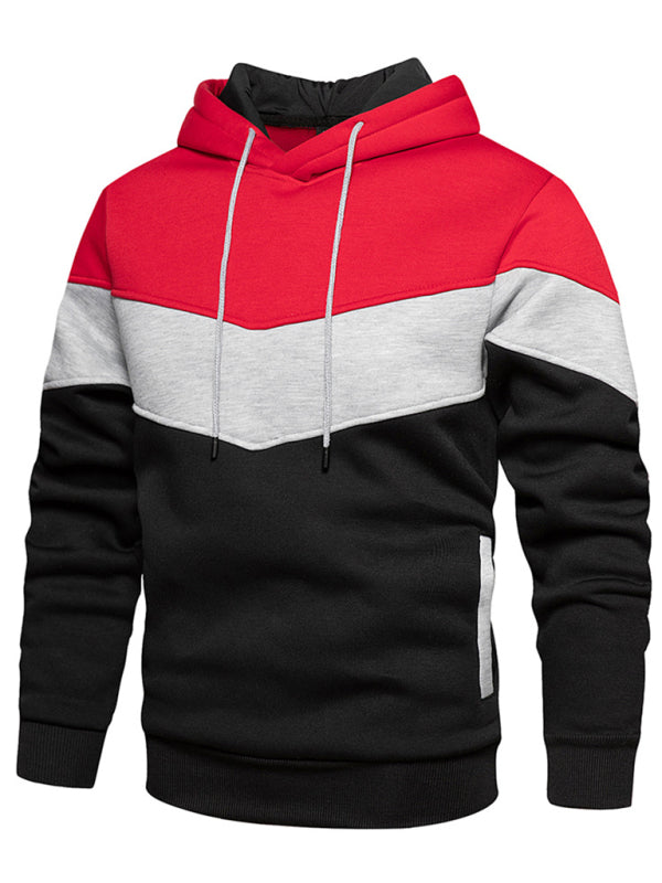 Men’s casual color block and contrast fashion hooded sweatshirt