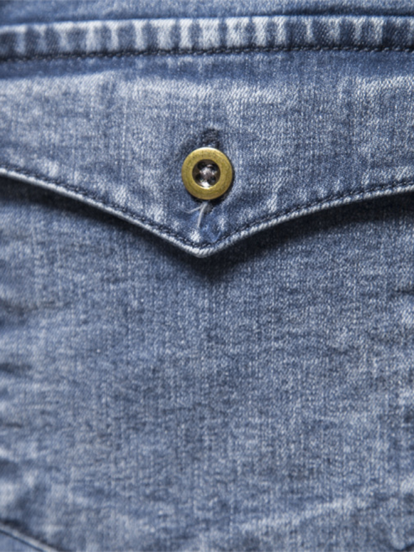 Men’s casual distressed denim long sleeve shirt