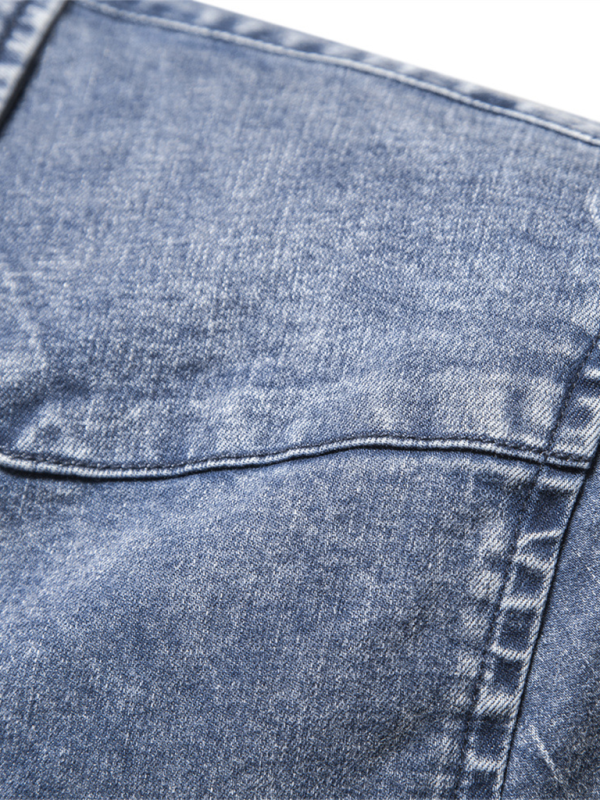 Men’s casual distressed denim long sleeve shirt