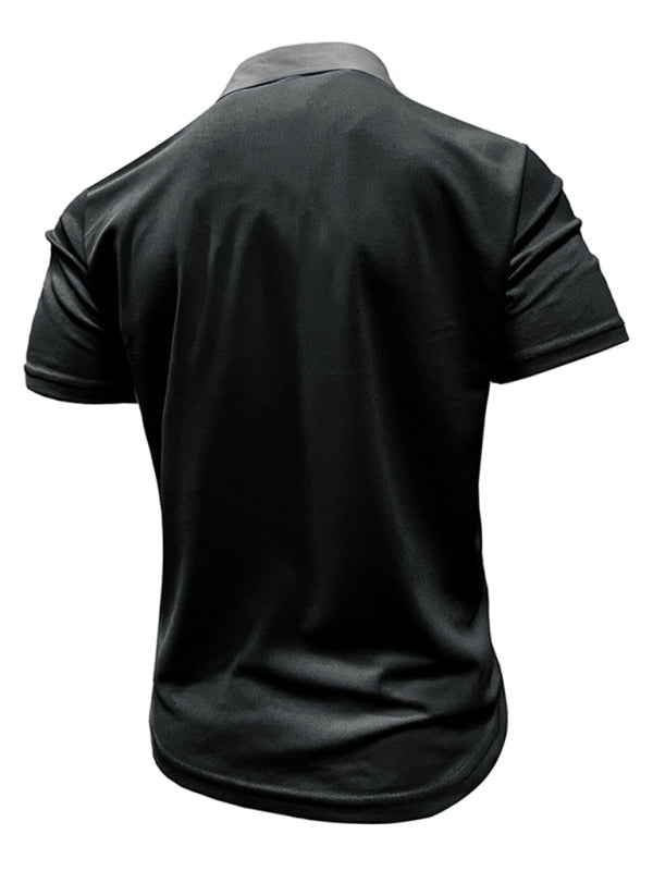 Men’s Casual Lapel Color Block Short Sleeve Polo Shirt