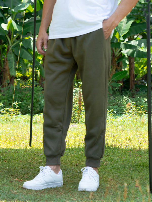Men’s casual loose pocket sports trousers - Green / S