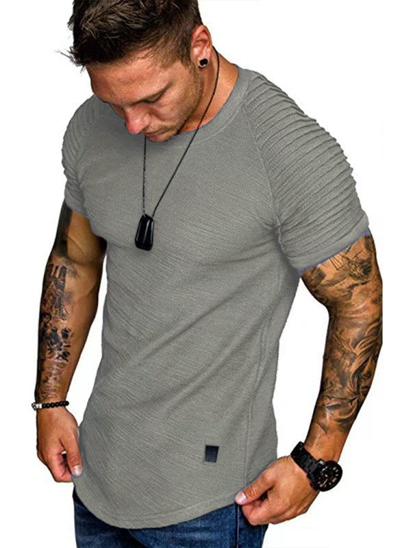 Men’s Casual Poly Blend Ribbed Sleeve Tee