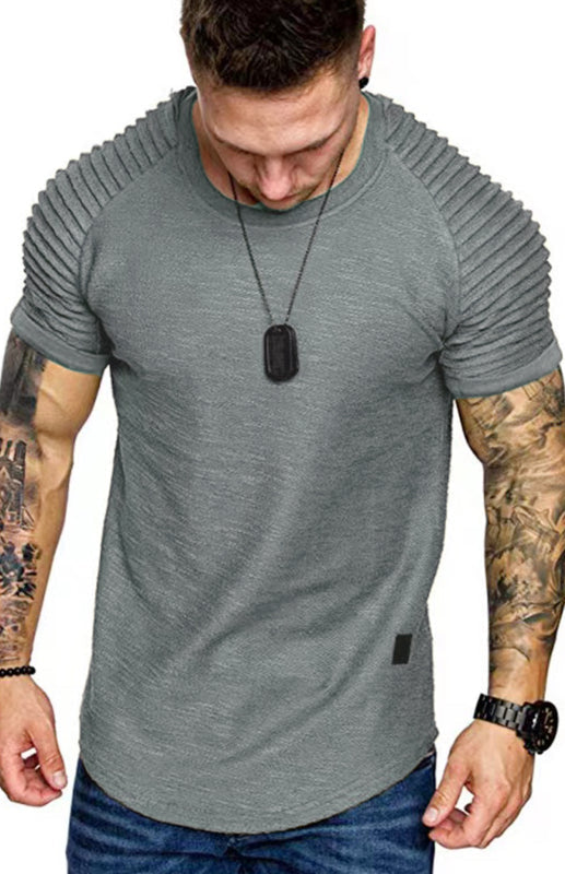 Men’s Casual Poly Blend Ribbed Sleeve Tee - Green / S