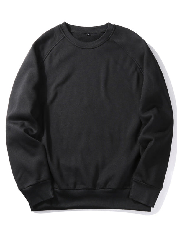 Men’s casual raglan sleeve crew neck sweatshirt - Black / S