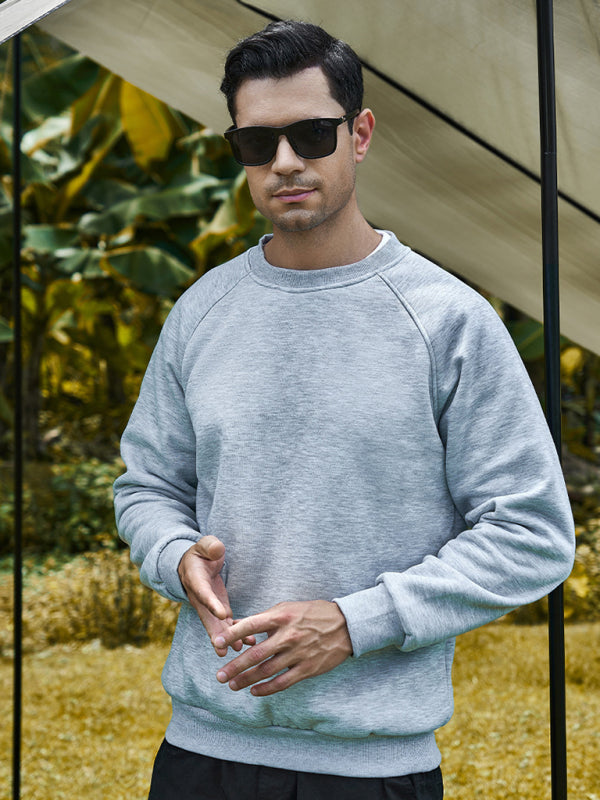Men’s casual raglan sleeve crew neck sweatshirt - Grey / S