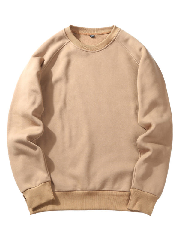 Men’s casual raglan sleeve crew neck sweatshirt - Khaki / S