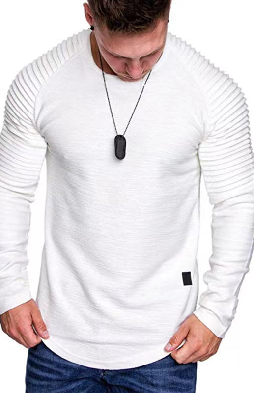 Men’s Casual Ribbed Sleeve Knit T-shirt