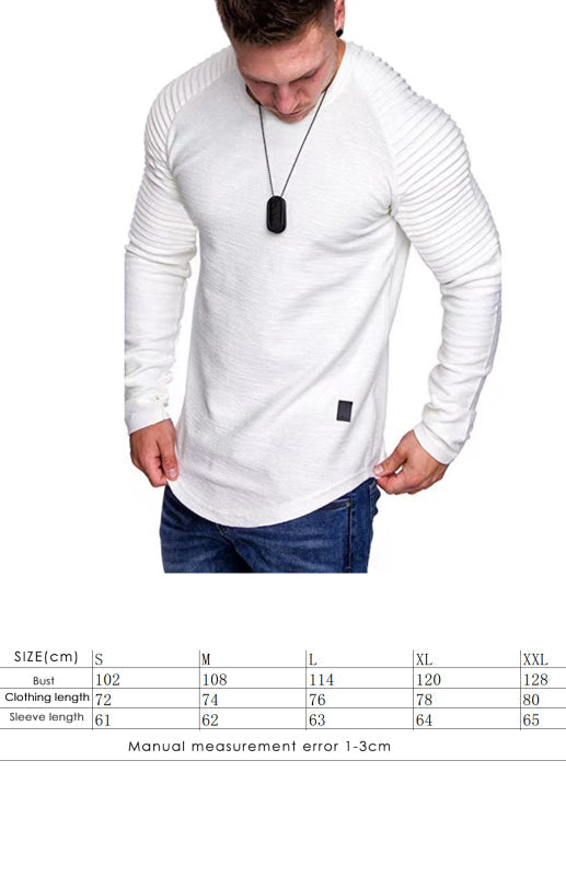 Men’s Casual Ribbed Sleeve Knit T-shirt