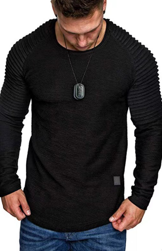 Men’s Casual Ribbed Sleeve Knit T-shirt