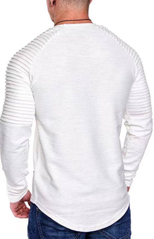 Men’s Casual Ribbed Sleeve Knit T-shirt