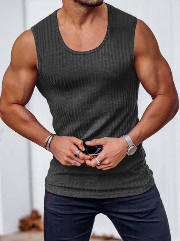 Men’s casual slim vest men’s sleeveless wide shoulder vest - Grey / M