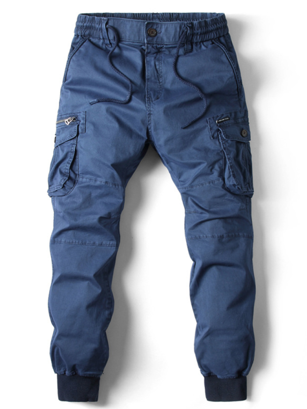 Men’s casual solid color cargo pants - Royal blue / 29