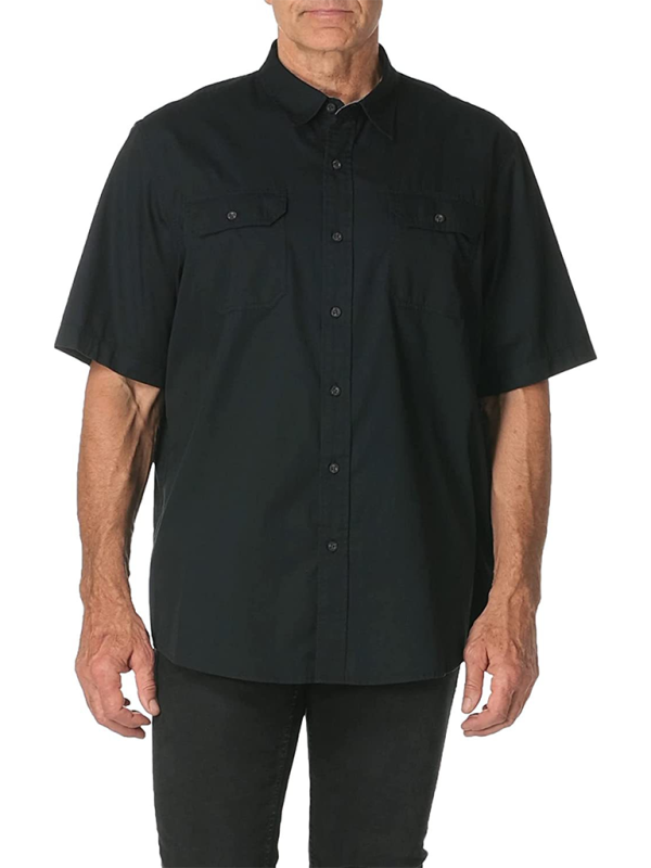 Men’s Casual Solid Color Classic Short Sleeve Shirt - Black / S