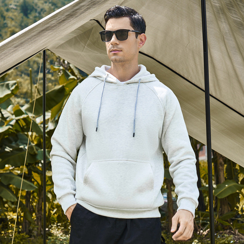 Men’s casual solid color fashion hooded sweatshirt - Grey / S
