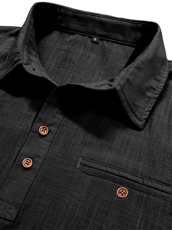 Men’s casual solid color lapel short-sleeved tops