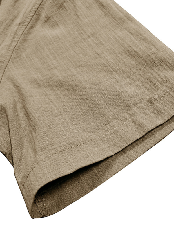 Men’s casual solid color lapel short-sleeved tops