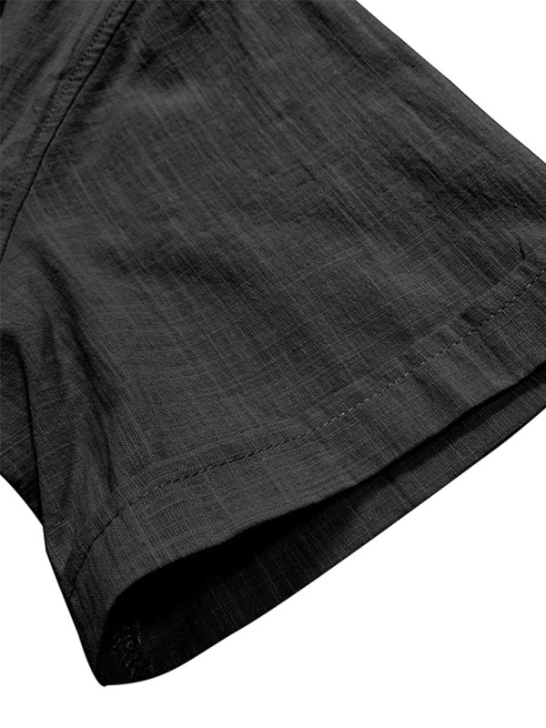 Men’s casual solid color lapel short-sleeved tops