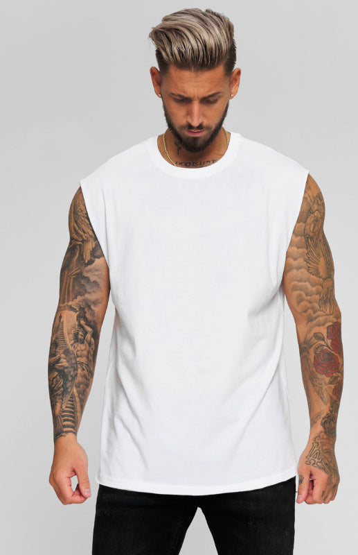 Men’s Casual Summer Loose Sleeveless Tank Top - Raw white off white / XL