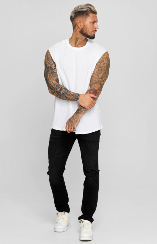 Men’s Casual Summer Loose Sleeveless Tank Top - Raw white off white / XL