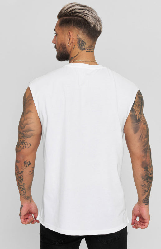 Men’s Casual Summer Loose Sleeveless Tank Top - Raw white off white / XL