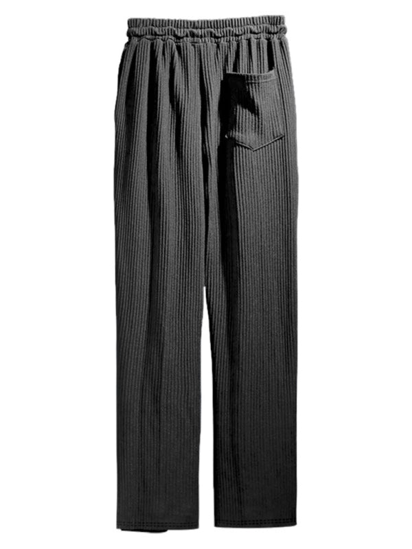 Men’s casual trousers loose straight trousers drapey striped high-waisted wide-leg trousers