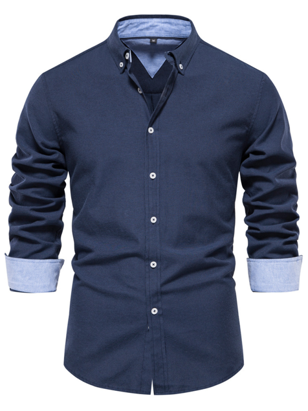 Men’s casual versatile fashion solid color long-sleeved top - Champlain color / S