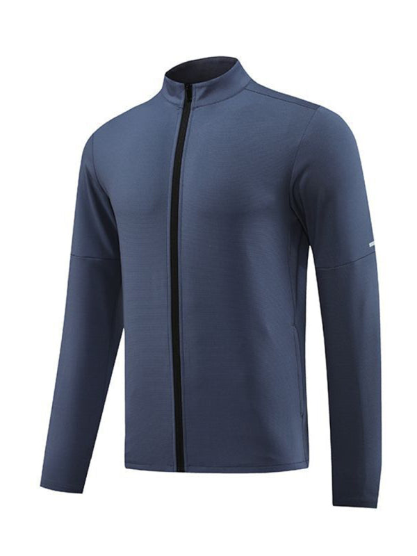 Men’s casual wear cardigan full zip running wear fitness wear training wear - Blue / M