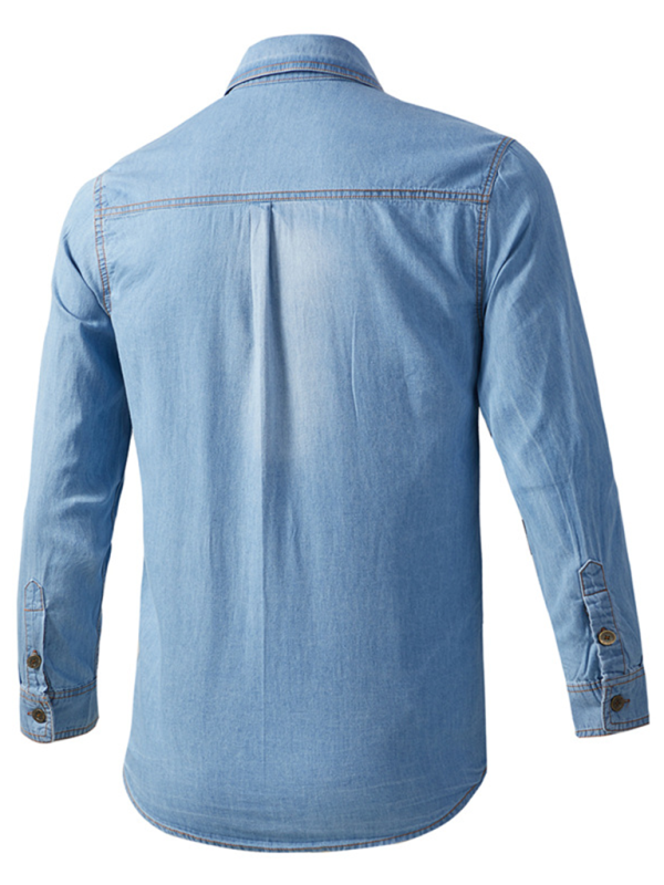 Men’s casual workwear long-sleeved denim shirt